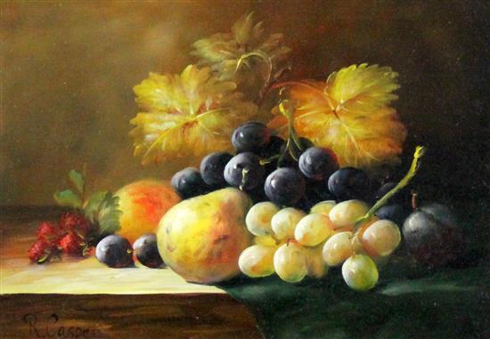 R. Casper Still lifes of fruit, largest 7.5 x 15.5in.